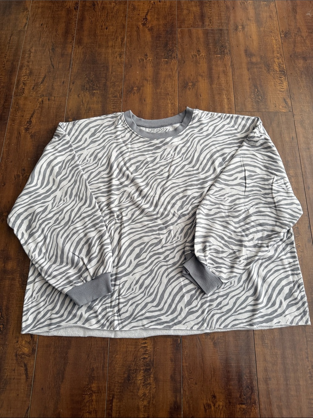 Matilda Jane (Good Hart) Gray and White Zebra-Print Crewneck Sweater